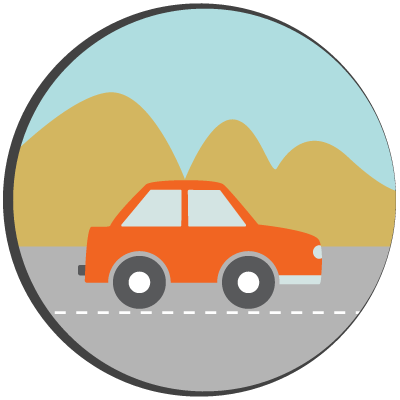 Dibujo de auto en la carretera